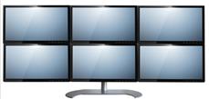 Soporte para seis monitores simétrico en dos alturas de acero-carbono con cuatro brazos articulables-FLAT BS2-6A LCD