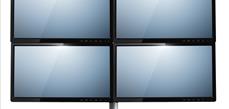 Soporte para cuatro pantallas de acero-carbono en disposición vertical y altura regulable. Formado p-FLAT BS2-4B LCD