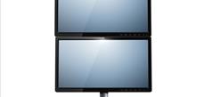 Soporte para dos pantallas de acero-carbono en disposición vertical y altura regulable. Formado por -FLAT BS2-2B LCD