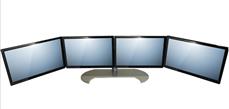 Soporte para cuatro monitores de acero-carbono en disposición horizontal y altura regulable. Integra-FLAT BS2-4A LCD